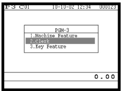 P3 C01 10-10-02 12:34 000123 PGM-3 1.Machine Feature 2.clerk 3.Key Feature 0.00