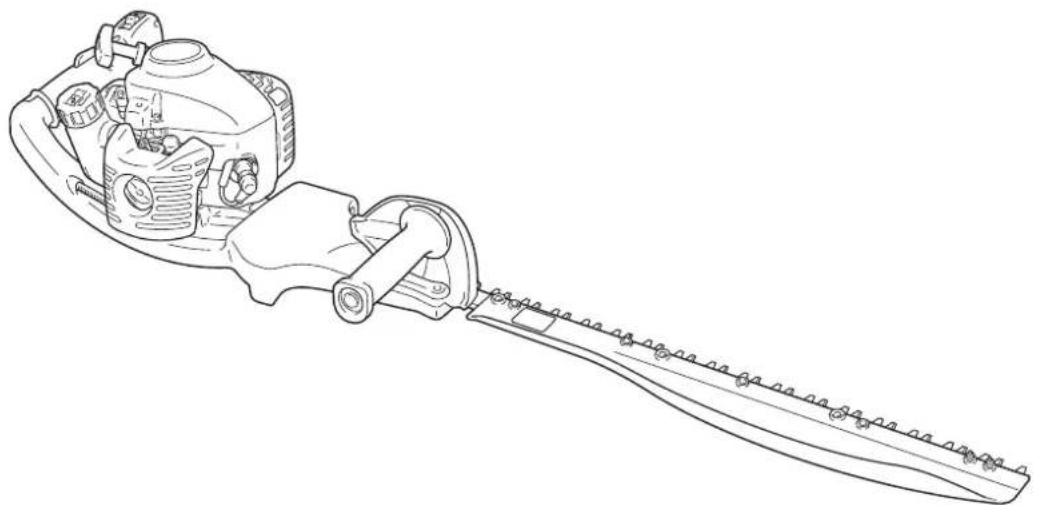 Line drawing of a mechanical tool with a long-handled blade and attached bracket (no text or symbols)