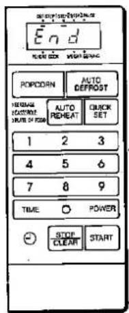 option/option End POPCORN AUTO DEFFOST HENSIVE ELECTRIC DRIVE OF FLOW AUTO REPEAT QUICK SET 1 2 3 4 5 6 7 8 9 TIME ○ POWER STOP CLEAR START