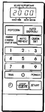2000 2000 RISK COLD RISK Dishes POPCORN AUTO DEFROST 1 2 3 4 5 6 7 8 9 TIME POWER STOP CLEAR START