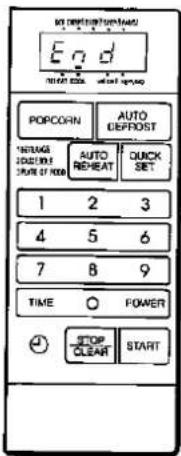 Start reading from base End RIGHT END RIGHT SMO RIGHT SMO POPCORN AUTO DEFROST REMARKS SOLUTIONS TIME OF WORK AUTO REHEAT QUICK SET 1 2 3 4 5 6 7 8 9 TIME ○ POWER STOP CLEAR START