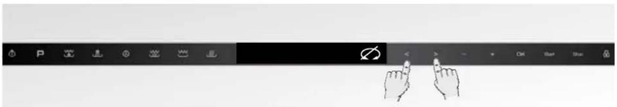 User interface toolbar with icons and control buttons, including 'OK', 'Start', 'Stop' labels and two finger icons pointing at the right.