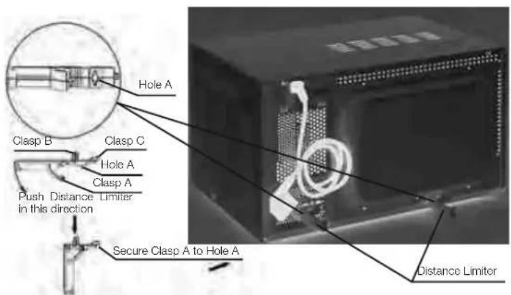Hole A Clasp B Clasp C Hole A Clasp A Push Distance Limiter in this direction Secure Clasp A to Hole A Distance Limiter