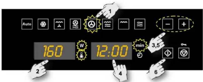 Auto 1 - + 160 W 12:00 min 3,5 2 4 6