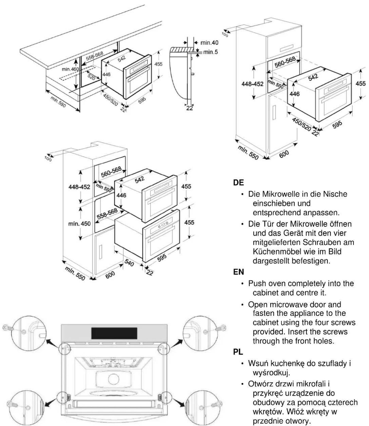 AMICA ACMT38BI - Einbau / Installation / Instalacja - 1