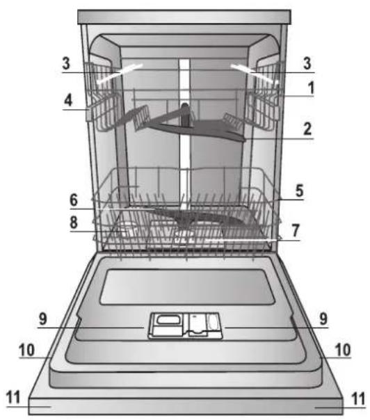 Technical diagram of a mechanical device with numbered components for identification