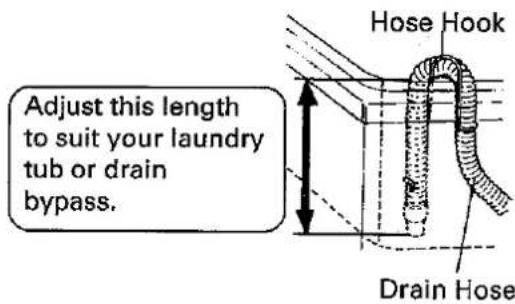 Adjust this length to suit your laundry tub or drain bypass. Hose Hook Drain Hose