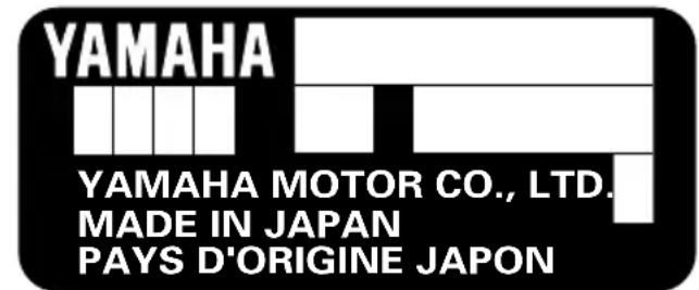 YAMAHA YAMAHA MOTOR CO., LTD. MADE IN JAPAN PAYS D'ORIGINE JAPON