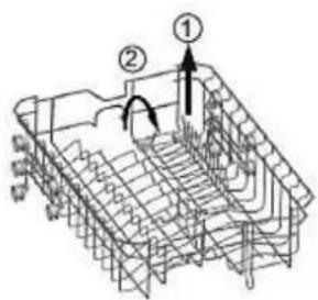 Technical diagram of a mechanical assembly with labeled components and directional arrows