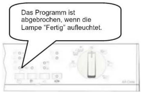 Das Programm ist abgebrochen, wenn die Lampe "Fertig" aufleuchtet.