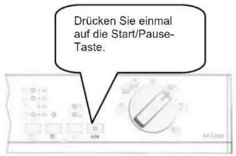 Drücken Sie einmal auf die Start/Pause- Taste.