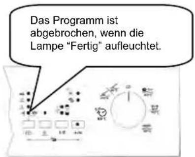 Das Programm ist abgebrochen, wenn die Lampe "Fertig" aufleuchtet.