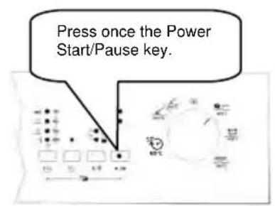 Press once the Power Start/Pause key.