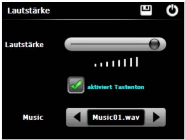 Lautstärke Lautstärke aktiviert Tastenton Music Music01.wav