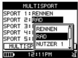 MULTISPORT SPORT 1: RENNEN SPORT 2: RAD SPORT 3: RENNEN SPORT 4: RAD SPORT 5: NUTZER 1 MULTISP 12:11PM