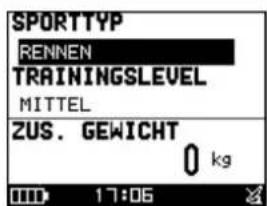 SPORTTYP RENNEN TRAININGSLEVEL MITTEL ZUS. GEWICHT 0 kg 17:06