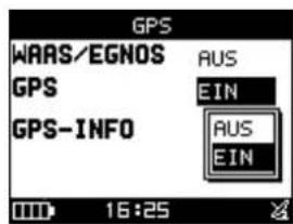 GPS WAAS/EGNOS GPS GPS-INFO AUS EIN AUS EIN 16:25