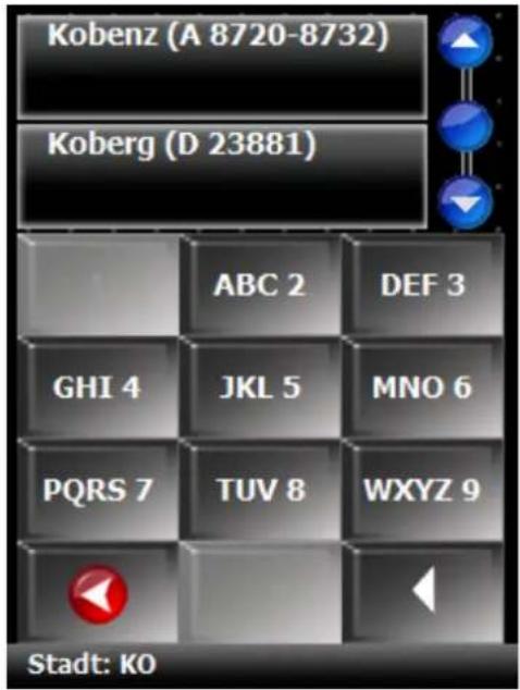 Kobenz (A 8720-8732) Koberg (D 23881) ABC 2 DEF 3 GHI 4 JKL 5 MNO 6 PQRS 7 TUV 8 WXYZ 9 Stadt: KO