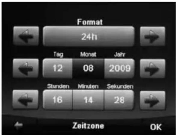 Format 24h Tag Monat Jahr 12 08 2009 Stunden Minuten Sekunden 16 14 28 Zeitzone OK