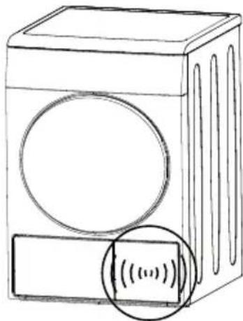 Line drawing of a rectangular device with a circular opening and a magnified inset showing a waveform (no text or symbols)