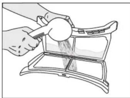 Illustration of a hand using a magnifying glass to clean or remove a device (no text or symbols visible)