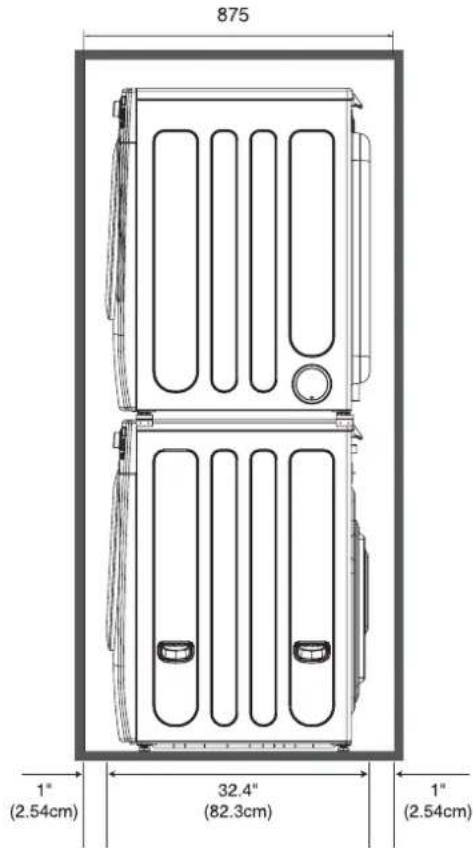 875 1" (2.54cm) 32.4" (82.3cm) 1" (2.54cm)