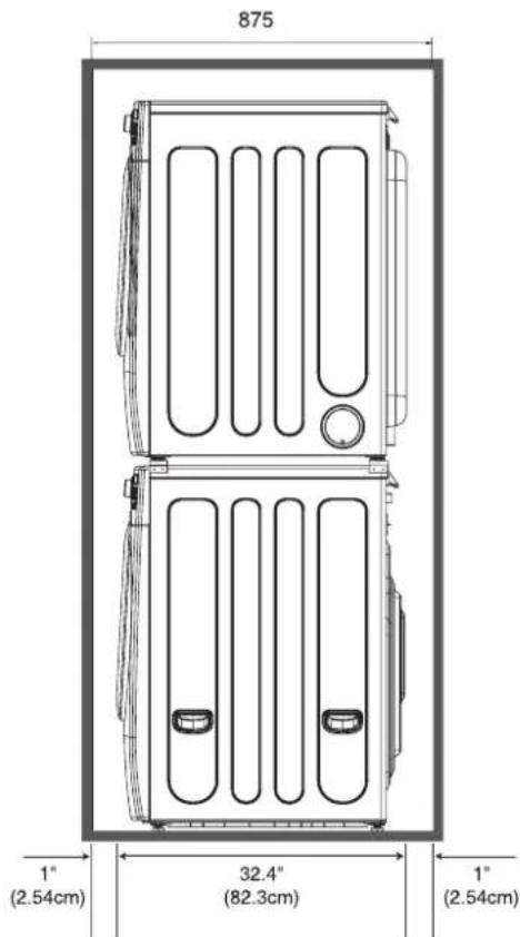 875 1" (2.54cm) 32.4" (82.3cm) 1" (2.54cm)