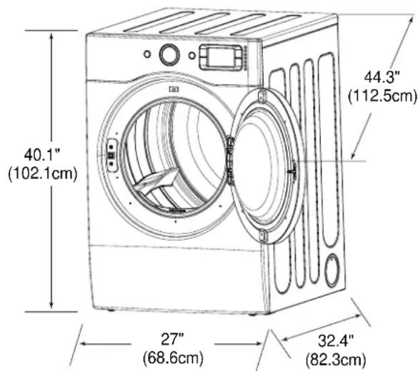 40.1" (102.1cm) 44.3" (112.5cm) 27" (68.6cm) 32.4" (82.3cm)