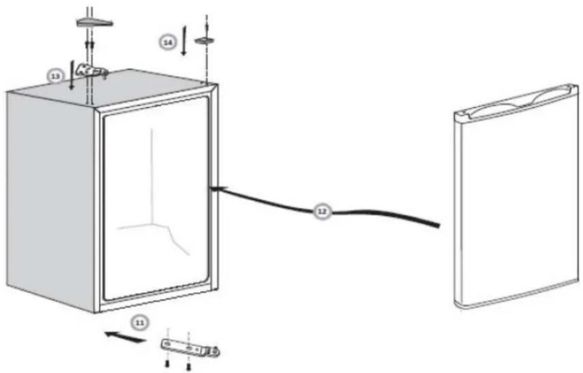 Diagram of a device assembly showing labeled components including a box, panel, and cable connection