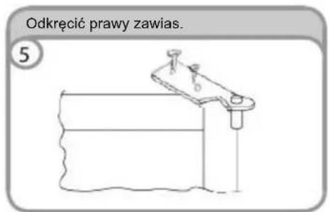 Odkręcić prawy zawias. ⑤