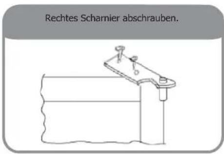 Rechtes Scharnier abschrauben.