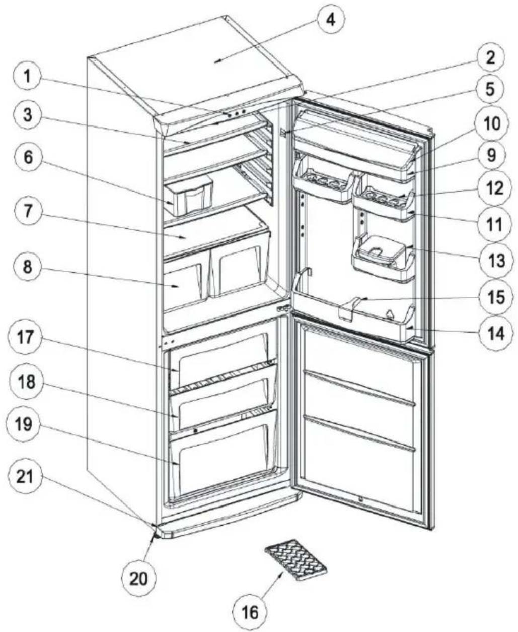 NORDMENDE RFF332SLAPLUS - THE PARTS OF THE APPLIANCE AND THE COMPARTMENTS - 2
