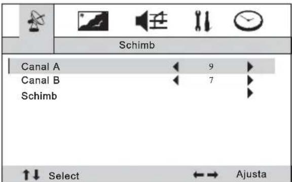 Schimb Canal A 9 Canal B 7 Schimb ↑↓ Select ←→ Ajusta