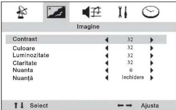 Imagine Contrast 32 Culoare 32 Luminozitate 32 Claritate 32 Nuanta 0 Nuanță Inchidere ↑↓ Select ←→ Ajusta
