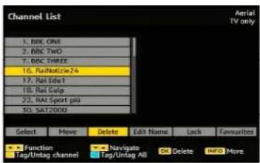 SCHAUB LORENZ 32LT655C - Deleting the Channels in the Channel List - 1