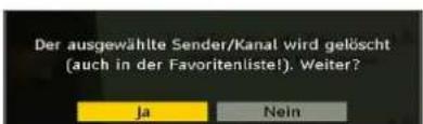 SCHAUB LORENZ 32LT655C - Löschen von Kanälen in der Kanalliste - 2