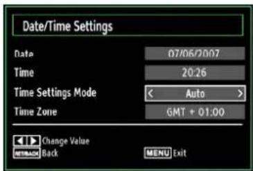 SCHAUB LORENZ 32LT555C - Configuring Date/Time Settings - 1