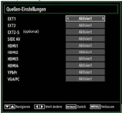 SCHAUB LORENZ 32LT555C - Konfi guration der Quellen-Einstellungen - 1
