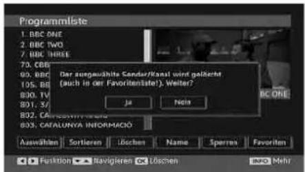 SCHAUB LORENZ 32LT601B - Löschen von Kanälen in der Kanalliste - 2