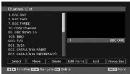 SCHAUB LORENZ 32LT601B - Deleting the Channels in the Channel List - 1