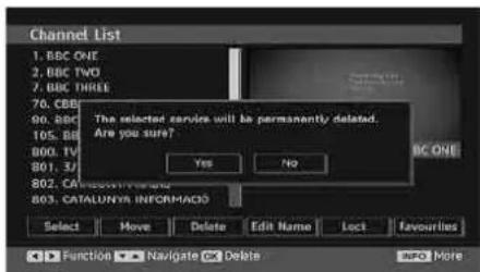 SCHAUB LORENZ 32LT601B - Deleting the Channels in the Channel List - 2