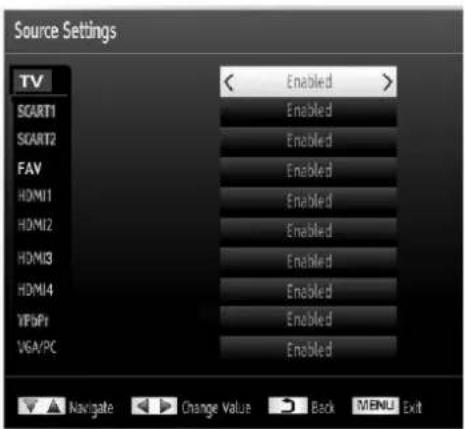 SCHAUB LORENZ 32LT582CT/WE - Configuring Source Settings - 1