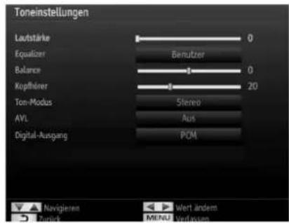 SCHAUB LORENZ 32LT582CT/WE - Konfi guration der Toneinstellungen - 1