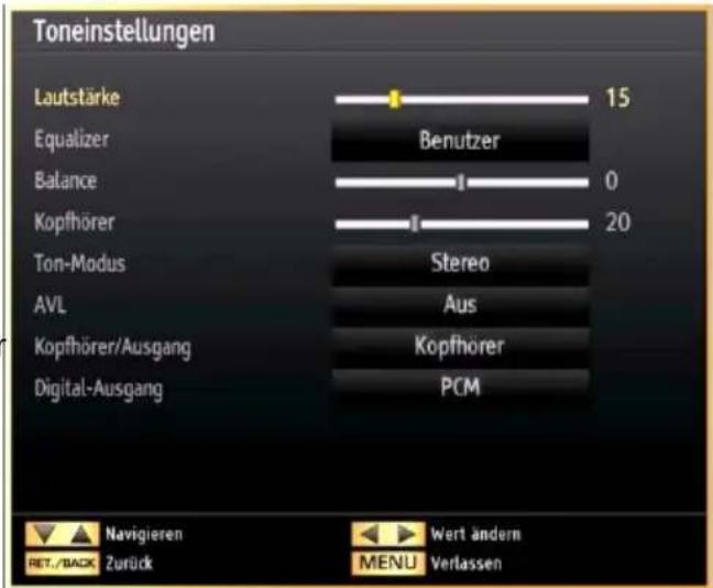 SCHAUB LORENZ 46LE-D6900CT - Konfiguration der Toneinstellungen - 1