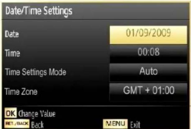 SCHAUB LORENZ 46LE-D6900CT - Configuring Date/Time Settings - 1