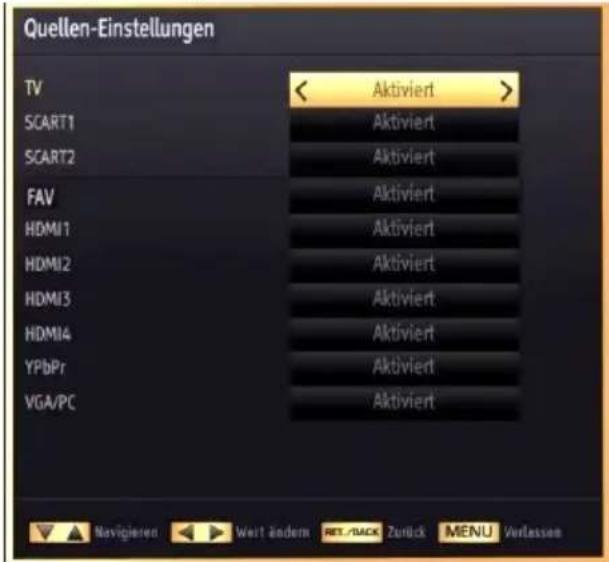 SCHAUB LORENZ 40LE-D6900CT - Konfiguration der Quellen-Einstellungen - 1