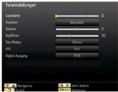 SCHAUB LORENZ 32LE-5900CT - Konfi guration der Toneinstellungen - 1