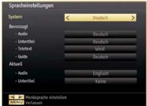 SCHAUB LORENZ 26LE-4800CT - Konfigurieren der Spracheinstellungen - 1