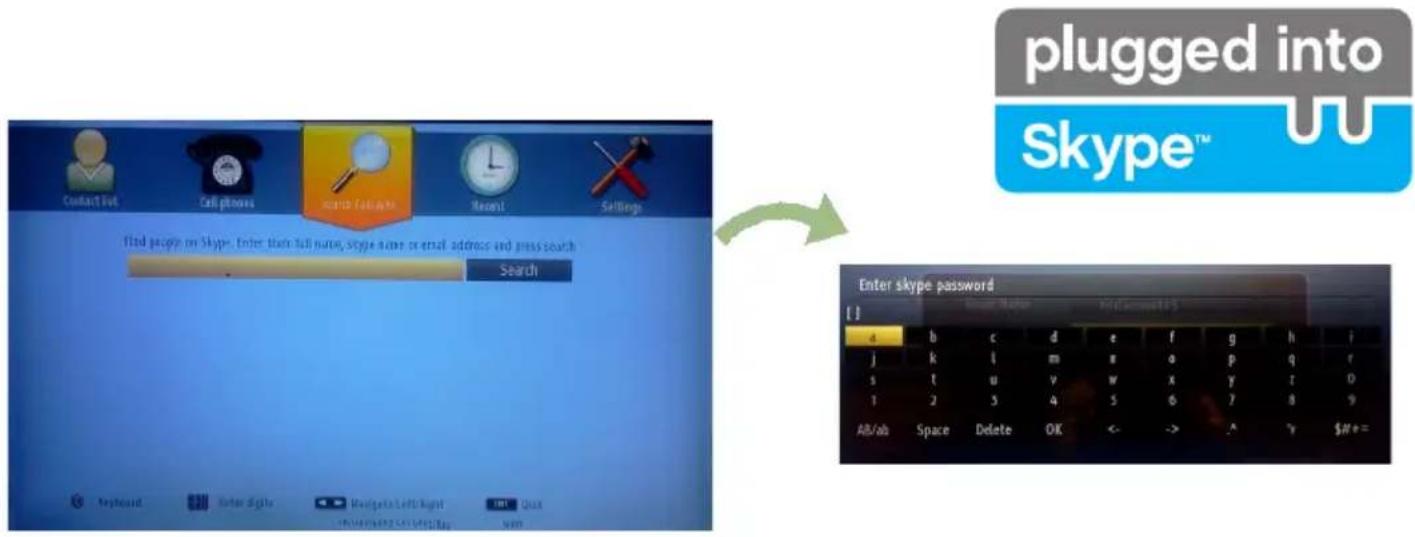 plugged into Skype™ Search Enter skype password [1] a b c d e f g h i j k l m n a p q r s t u v w x y t o t j s 4 s 6 7 8 9 AB/ab Space Delete OK <- -> ^ # $#e=