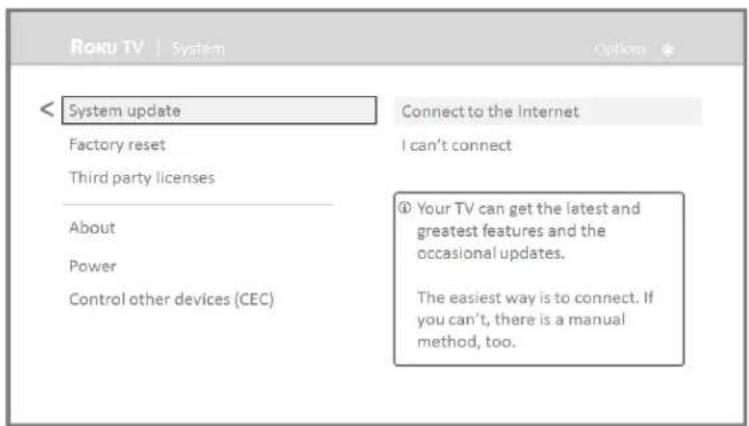 TCL Roku 40FS3800 - Getting updates on a non-connected TCL• Roku TV - 1